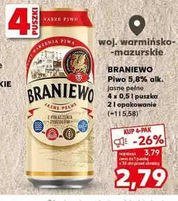 Kaufland Piwo Braniewo Jasne Pełne 5,8% alk. 4-pak oferta