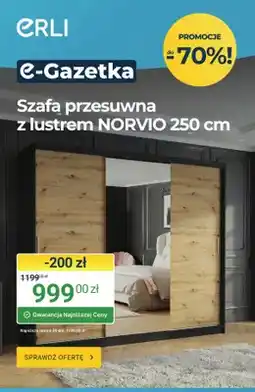 ERLI Szafa przesuwna z lustrem NORVIO 250cm oferta