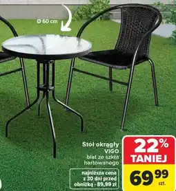 Carrefour Stół okrągły VIGO blat ze szkła hartowanego oferta