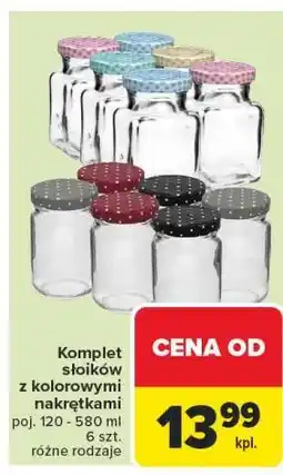 Carrefour Komplet słoików z kolorowymi nakrętkami oferta