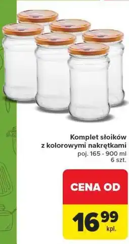 Carrefour Komplet słoików z kolorowymi nakrętkami oferta