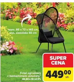 Carrefour Fotel ogrodowy z baldachimem składany oferta