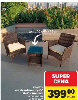 Carrefour Zestaw mebli balkonowych technorattan 2-osobowy oferta