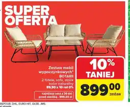 Carrefour Zestaw mebli wypoczynkowych 2 fotele, sofa, stolik oferta