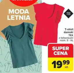 Carrefour T-shirt damski TEX z falbankami rozm. S - XL oferta