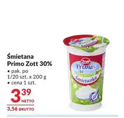 Makro Śmietana Primo Zott 30% oferta