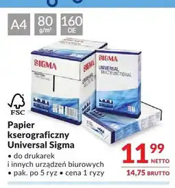 Makro Papier kserograficzny Universal Sigma A4 80g/m2 160 CIE oferta