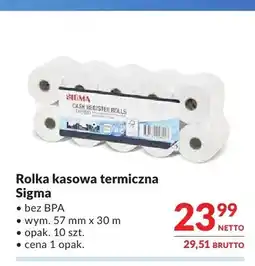 Makro Rolka kasowa termiczna Sigma bez BPA 57mm x 30m oferta