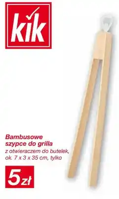 KiK Bambusowe szczypce do grilla z otwieraczem do butelek ok. 7x3x35cm oferta