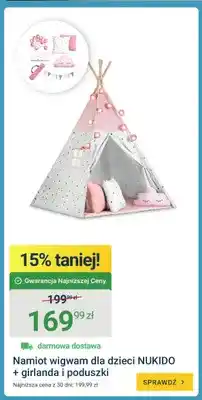 ERLI Namiot wigwam dla dzieci NUKIDO + girlanda i poduszki oferta