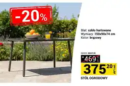 Merkury Market Stół ogrodowy blat szkło hartowane 150x90x74cm brązowy oferta