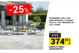 Merkury Market Komplet mebli ogrodowych sofa + stół szkło hartowane + 2 krzesła 80x40x42cm czarny oferta