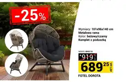 Merkury Market Fotel Dorota 101x96x140cm metalowa rama beżowy/czarny komplet z poduszką oferta
