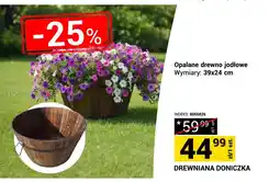 Merkury Market Drewniana doniczka opalane drewno jodłowe 39x24cm oferta