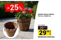 Merkury Market Drewniana doniczka opalane drewno jodłowe 24x23cm oferta