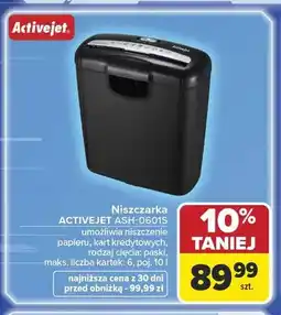 Carrefour Niszczarka ACTIVEJET ASH-0601S oferta