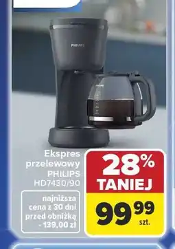 Carrefour Ekspres przelewowy PHILIPS HD7430/90 oferta