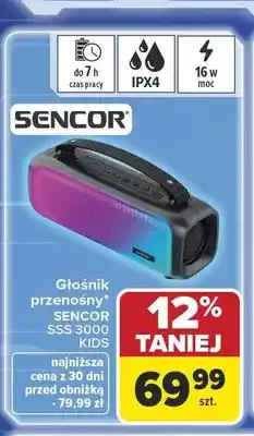 Carrefour Głośnik przenośny SENCOR SSS 3000 Kids 16W IPX4 oferta