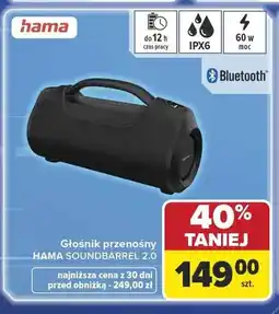 Carrefour Głośnik przenośny HAMA Soundbarrel 2.0 60W IPX6 oferta