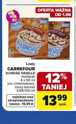 Carrefour Lody CARREFOUR SUNDAE VANILLE sos czekoladowy 4-pak oferta