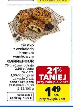 Carrefour Ciastko z czekoladą i kremem waniliowym Carrefour oferta