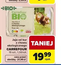 Carrefour Jaja od kur z chowu ekologicznego Carrefour 15-pak oferta