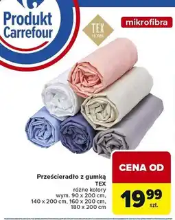Carrefour Prześcieradło z gumką TEX mikrofibra wym. 90x200cm oferta