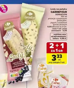 Carrefour Lody na patyku CARREFOUR SENSATION jogurt z sorbetem porzeczkowym oferta