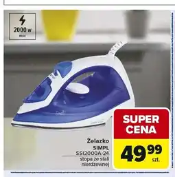 Carrefour Żelazko SIMPL SSI2000A-24 stopa ze stali nierdzewnej 2000W oferta