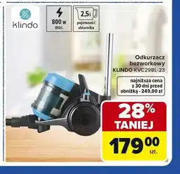 Carrefour Odkurzacz bezworkowy KLINDO KVC29BL-23 800W oferta