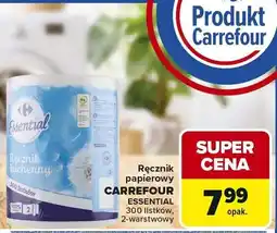 Carrefour Ręcznik papierowy CARREFOUR ESSENTIAL 300 listków 2-warstwowy oferta