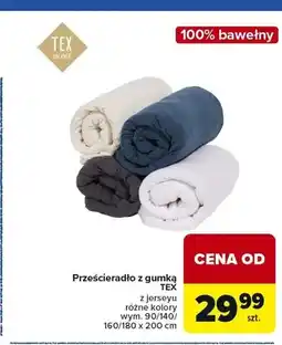 Carrefour Prześcieradło z gumką z jerseyu TEX 100% bawełny wym. 90/140/160/180x200cm oferta