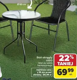 Carrefour Stół okrągły VIGO blat ze szkła hartowanego Ø 60cm oferta