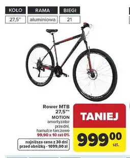 Carrefour Rower MTB MOTION 27,5 amortyzator przedni hamulce tarczowe oferta