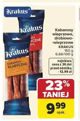 Carrefour Kabanosy drobiowo-wieprzowe Krakus oferta