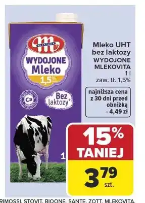 Carrefour Mleko UHT bez laktozy Wydojone Mlekovita 1,5% oferta