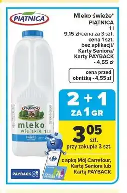 Carrefour Mleko świeże Piątnica oferta