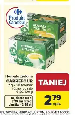 Carrefour Herbata zielona Carrefour o smaku cytrynowym oferta