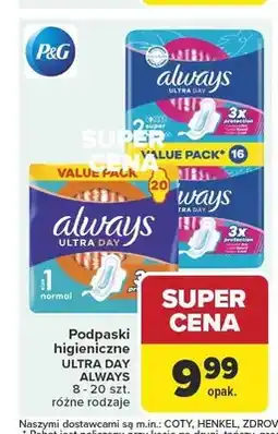 Carrefour Podpaski higieniczne Always Ultra Day Normal 8-20szt oferta
