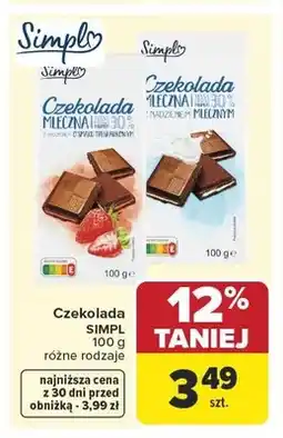 Carrefour Czekolada mleczna z nadzieniem mlecznym Simpl oferta