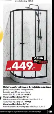 Bricomarche Kabina natryskowa z brodzikiem Ariana wym. 90x90x198cm oferta