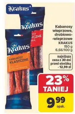 Carrefour Kabanosy wieprzowo-drobiowe Krakus Animex oferta
