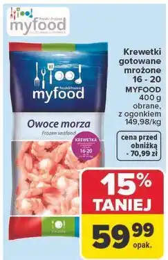Carrefour Krewetki gotowane obrane 16/20 Myfood oferta