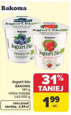 Carrefour Jogurt z truskawkami Bakoma Bio oferta
