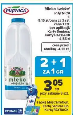 Carrefour Mleko wiejskie 2% Piątnica oferta