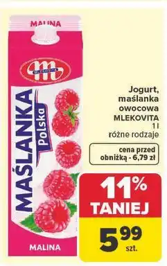 Carrefour Maślanka malinowa Mlekovita oferta
