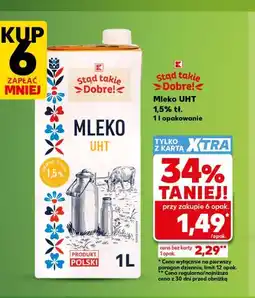 Kaufland Mleko UHT 1,5% tł. 1 l opakowanie oferta
