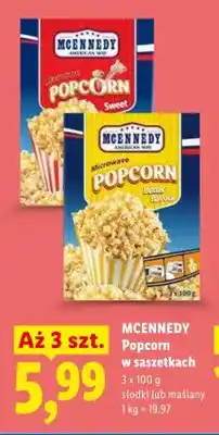 Lidl Popcorn w saszetkach MCENNEDY słodki 3-pak oferta