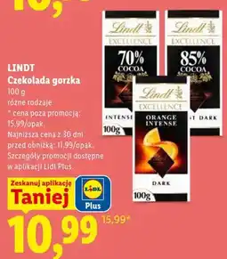 Lidl Czekolada gorzka Lindt Excellence 70% Cocoa oferta