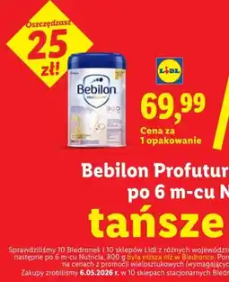 Lidl Mleko następne po 6m-cu Bebilon Profutura 2 Nutricia oferta